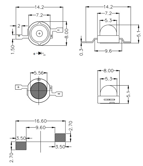 LED dioda 1W v pouzdře D8mm