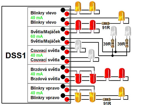 BEL DSS1 zapojení LED