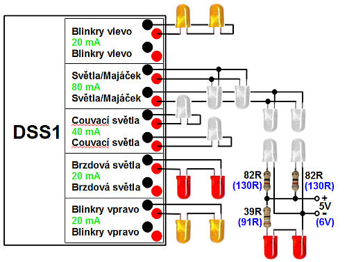 BEL DSS1 zapojení LED