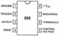 Časovač 555 - zapojení vývodů