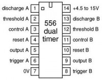 Časovač 556 - zapojení vývodů